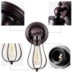 Industriële wandkandelaar, vintage verlichting, verstelbare wandlamp, rustieke draad, metaal, kooi, wandlamp, Edison-stijl, antieke lamp, verandaallamp (zonder gloeilamp) (roest)