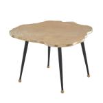 Koffietafel Aluminium Boomschijf 64x64x37 cm Salontafel Metaal Goud | Tafel Woonkamer Rond | Woonkamertafel Modern | Kleine Bijzettafel