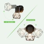 Plafondspot, industrieel design, kooi, van metaal, 350 graden, plafondlamp, spot, draaibaar, E14, plafondlamp, binnenverlichting voor slaapkamer, hal, woonkamer, keuken, zwart, 1 s