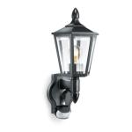 L15 S Buitenlamp, zwart, wandlamp met 180 graden bewegingsmelder, max. 10 m bereik, klassiek design