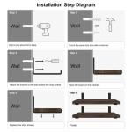 Rustieke zwevende houten wandplanken 60 cm met beugels voor woonkamer, slaapkamer, badkamer, keuken, thuis, kantoor, 2 stuks