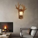 Vintage wandlamp voor binnen, E27, industriële retro wandlamp, creatief harsgeweidesign, rustieke hallamp met glazen lampenkap voor woonkamer, slaapkamer, keuken, bar, café, hal,