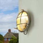 SERIFOS Buitenlamp muur messing glas in nikkel IP64 balkon terras Ø24 cm E27 nostalgisch rustiek maritieme outdoor wandlamp tuin