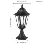 Buitenlamp Navedo, 1-lichts buitenlamp, sokkellamp van gegoten aluminium en glas, kleur: zwart, zilver-patina, fitting: E27, IP44