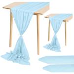2er-Pack Chiffon-Tischläufer, 3 m lang, hellblauer Chiffon-Tischläufer, 71,1 x 304,8 cm, transparenter Chiffon-Tischläufer für rustikale romantische Hochzeit/Brautparty/Party-D