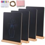 4 stuks krijtbord, tafel krijtbord met sokkel, dubbelzijdige buffet, prijskaartjes, standaard, drankkaart voor verjaardag, bruiloft, bar, café, 22 x 30 cm
