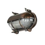 Buitenlamp messing ribbelglas maritiem IP64 B: 21 cm H: 13 cm E27 in koper antieke wandlamp tuinlamp scheepslamp