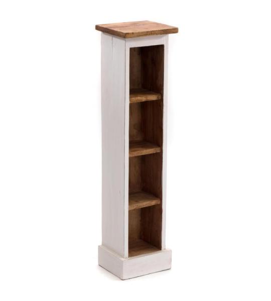 RUSTICALES houten cd-rek CD Tower | massief mahonie hout, 76x15,5x16cm (HxBxD) | houten plank met 4 vakken, cd-opslag | kleur: 06 witte landhuis