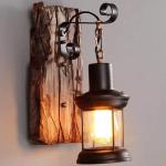 Vintage Wandlampen Hangende Verlichting Eetkamer Kroonluchter Binnen Retro Industriële wall light Van Hout Metaal Glazen Lampenkap E27 Wandkandelaar Bar Hoogte Verstelbaar Plafond