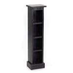 RUSTICALES houten cd-rek CD Tower | massief mahonie hout, 76 x 15,5 x 16 cm (h x b x d) | houten plank met 4 vakken, cd-opslag | kleur: 09 Voodoo - zwart