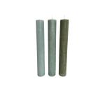 Set van 4 rustieke staafkaarsen, H: 24 cm Ø: 3,4 cm, 24 uur brandduur, dikke kaarsen, dinerkaarsen, tafelkaarsen, kerkkaarsen, kleur: grasgroen