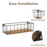 Houten planken voor muur, set van 5, zwevende wandplanken met stangen, rustieke wandplank voor slaapkamer, keuken, badkamer, woonkamer