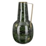 Groene decoratieve bolvormige vaas bloemenvaas van metaal - decoratie woonkamer cadeau voor vrouwen verjaardag Moederdag hoogte 40 cm