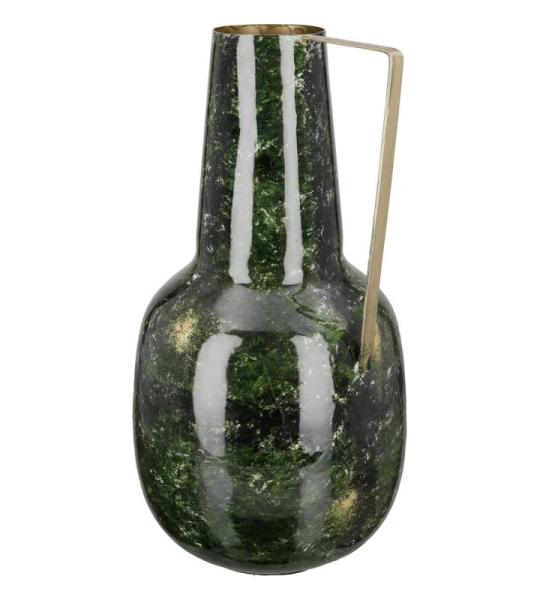 Groene decoratieve bolvormige vaas bloemenvaas van metaal - decoratie woonkamer cadeau voor vrouwen verjaardag Moederdag hoogte 40 cm