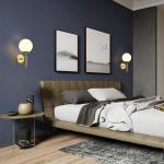 Led-wandlamp voor binnen, rond, glas, kristal, wandlamp, rustieke wanddecoratie, landhuisstijl, wandverlichting, slaapkamer, woonkamer, kinderkamer, badkamer, loft-lampen E27 (melk