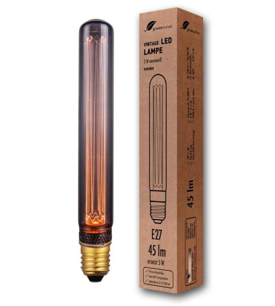 Vintage Design LED lamp voor sfeerverlichting E27 T30 Edison lamp 2W 45lm 2000K rook extra warm wit 320° 230V flikkervrij, niet dimbaar