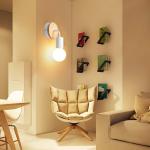 Loft Vintage Retro Industrie E27 Edison LED wandlamp licht hout & metaal lampenkap wandlampen lamp koffie wandlamp woonkamer slaapkamer nachtkastje restaurant gang (wit)