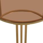 Ronde salontafel, set van 2 met gouden metalen frame en bruine glazen plaat, moderne bijzettafel, woonkamertafel, banktafel met 2 laden, 70 x 70 x 45 cm + 50 x 50 x 40 cm (wit)