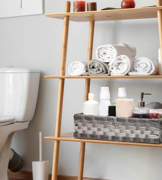 Badkamer Opbergmanden Toilettenpapier Opbergmand Met 3 Compartimenten Rustieke Decoratieve Geweven Kunststof Mand Voor Organisatie, Duurzaam Vakmanschap