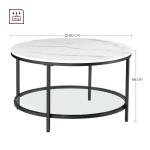 Salontafel, woonkamertafel, banktafel, voor woonkamer, met glasplaat, veel opbergruimte, eenvoudige montage, moderne stijl, marmerwit-inktzwart LCT071B13