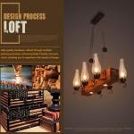 Houten smeedijzeren kroonluchter Retro hanglamp Industriële hanglampen In hoogte verstelbare industriële zolderbalk Hangende lichten Eetkamerverlichting Creatieve persoonlijkheid