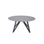 Salontafel BELISONO, grijs kleur met marmerpatroon, ronde vorm, diameter 90 x 40 cm, gesinterde stenen plaat, zwarte metalen poten, woonkamertafel, max. belasting 120 kg