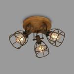 - Retro plafondlamp met traliekap, 3-lichts vintage plafondlamp, E27 fitting max. 25 watt, verstelbare lampenkappen, rustieke plafondspot gemaakt van staal, bruin.