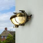 Buitenwandlamp messing glas in antiek IP64 balkon terras huis H: 13 cm E27 riffel schip licht maritieme wandlamp tuin SKIATHOS