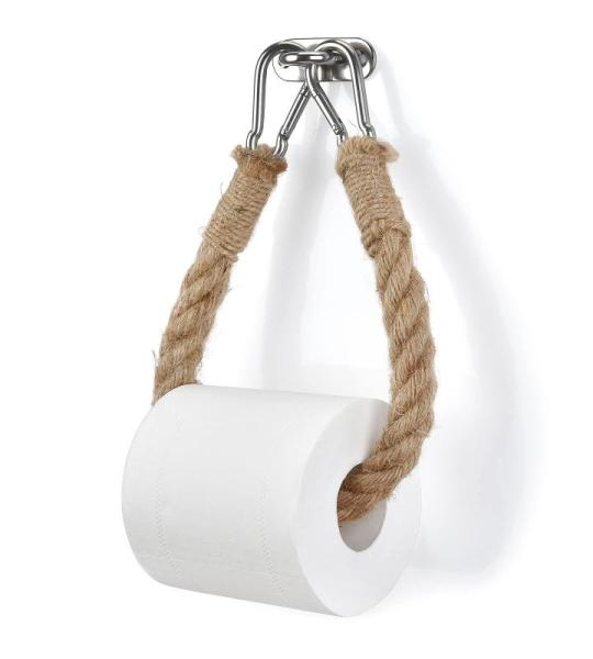 Toiletpapierhouder, vintage, handdoekhouder, wc-rolhouder voor toilet, badkamer, vintage decoratie, industrieel touw