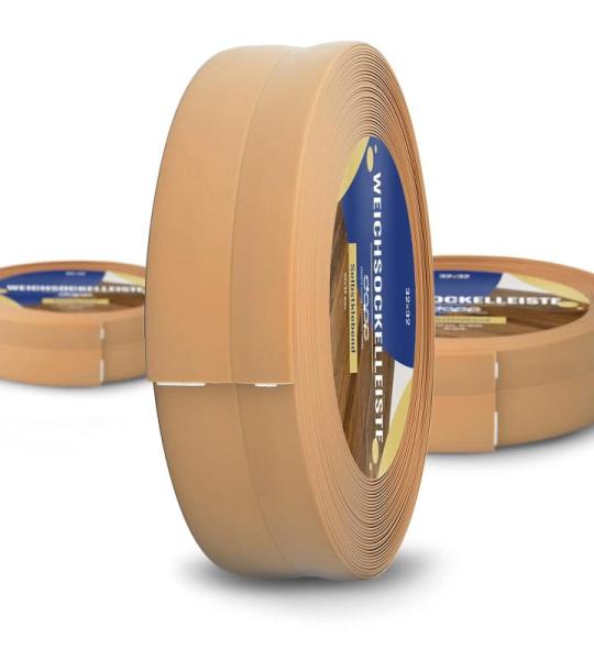 DQ-PP Zachte plint, 25 m, honing, 32 x 23 mm, pvc, zelfklevend, knikhoek plint, hoekprofiel, aansluitprofiel, vloerlijst, rubberen plint