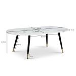 Salontafel, 120 x 60 x 41,5 cm, met marmerlook, wit, modern, design woonkamertafel met metalen frame, grote bijzettafel, woonkamer