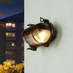Buitenlamp muur maritiem zwart antiek massief messing glas IP64 B: 21 cm H: 13 cm E27 wandlamp tuinlamp scheepslamp