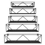 Set van 5 zwevende wandplanken, hoogwaardig zwart en zwart ijzer, met flexibel design, voor woonkamer, slaapkamer, badkamer, kantoor