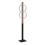 LED vloerlamp Boyal, 2-lichts staande lamp, rustieke staanlamp van gevlamd hout en zwart metaal, staanlamp voor woonkamer, warm wit, 150 cm
