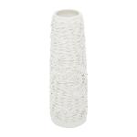 Keramische bloemen reliëf vaas, 6" x 6" x 17", wit
