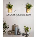 Mason Jar Licht,(2 stuks), rustieke wanddecoratie, lichtketting in glas, groene namaakplant, woonkamer houten decoratie met warmwitte tuinhanglampen voor buiten (afstandsbediening)