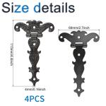 4 stuks klassieke decoratieve T-, 3,2 inch zware zinklegering T-riem antieke schuurdeur met schroeven (zwart)