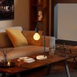 Industriële tafellamp voor de slaapkamer, volledig dimbare moderne bedlampen met 2700 K warme gloeilamp voor kinderen, lezen, minimalistische bedlampjes voor op kantoor (zwart)