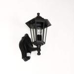 Buiten wandlamp met bewegingsmelder aluminium glas zwart IP44 terras D:23 cm E27 lantaarn nostalgische sensor wandlamp PARIS