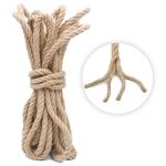 Jute touw, 12 mm dik, 10 m, tuinhenneptouw, bruin jute touw voor kattenkrabpaal, 12 mm rustiek decoratief henneptouw voor doe-het-zelf knutselen, ophangen en decoraties