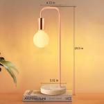 Industriële tafellamp voor slaapkamer, volledig dimbare moderne bedlampjes met 2700 K warme gloeilamp voor kinderen, lezen, minimalistische bedlampjes voor kantoor (roségoud)