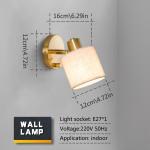 Wandlamp met schakelaar, dimbaar, wandlamp voor binnen met beige linnen kap, goud, vintage, E27, bedlampje, draaibaar voor slaapkamer, hal, woonkamer