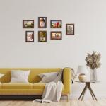 7 stuks fotolijsten set 10x15 cm voor 15x10 foto's en foto's, bruine fotolijst collage, wand- of tafelstandaard - cadeau vriend