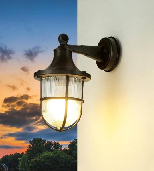 Wandlamp messing glas in zwart antiek IP64 huis tuin B: 14 cm E27 Riffel lantaarn nostalgisch maritieme buitenlamp balkon SANTORIN