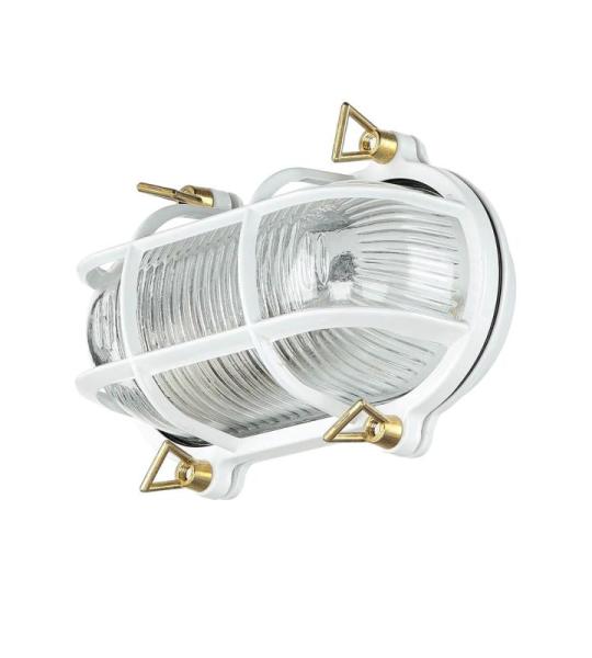 Buitenwandlamp van messing wit golvend glas IP64 weerbestendig solide maritim E27 buitenlamp balkon voordeur binnenplaats terras buiten