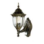 Milano Buitenwandlamp met bewegingsmelder, aluminium, glas in goud, antiek, IP44, terras, tuin, hoogte: 37,5 cm, E27, lantaarn, wandlamp, outdoor, MILANO