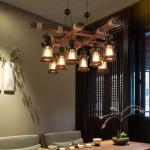 Hanglamp Vintage Hangende Verlichting Eetkamer Kroonluchter Binnen Retro Industriële Hangende Lamp Van Hout Metaal Glazen Lampenkap E27 Plafondverlichting Bar Hoogte Verstelbaar P
