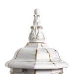 Brest Buitenwandlamp, glas, aluminium, in wit goud, IP44, voor tuin en balkon, hoogte: 54 cm, E27, landhuisdesign, rustieke wandlantaarn voor buiten