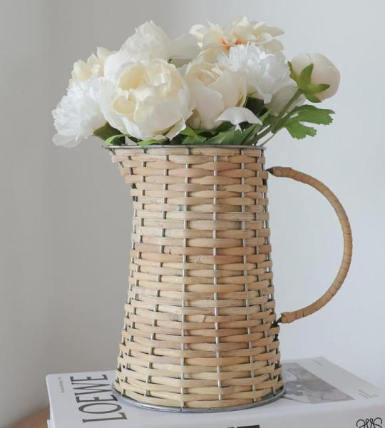 Vintage-Milchkännchen-Vase aus Metall, 22,6 cm L x 14,5 cm B x 20,3 cm H, rustikaler dekorativer Krug, perfekt für Innendekoration, Tischdekoration oder Regaldekoration