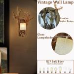 Vintage wandlamp voor binnen, E27, industriële retro wandlamp, creatief harsgeweidesign, rustieke hallamp met glazen lampenkap voor woonkamer, slaapkamer, keuken, bar, café, hal,